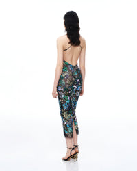 Isadora Floral Sequin Dress - Black Multi