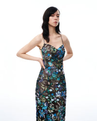 Isadora Floral Sequin Dress - Black Multi