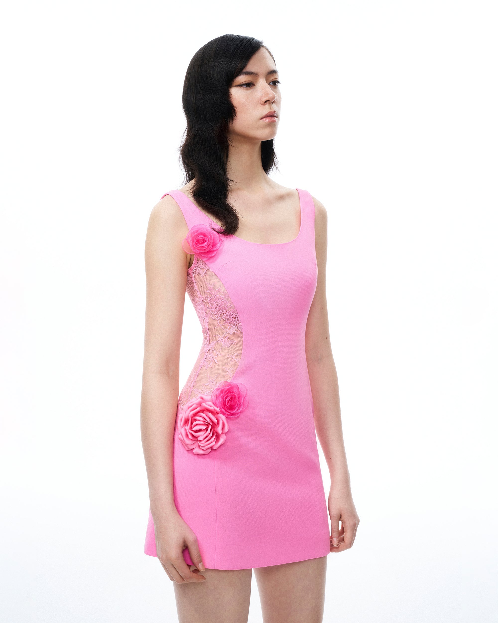 trompe 3d floral mini dress pink Trompe 3D Floral Mini Dress Pink Elliatt