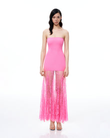 Evadne Floral Lace Dress - Pink