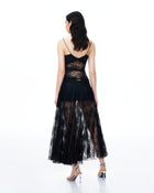 Indigo Floral Lace Dress - Black