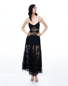 Indigo Floral Lace Dress - Black