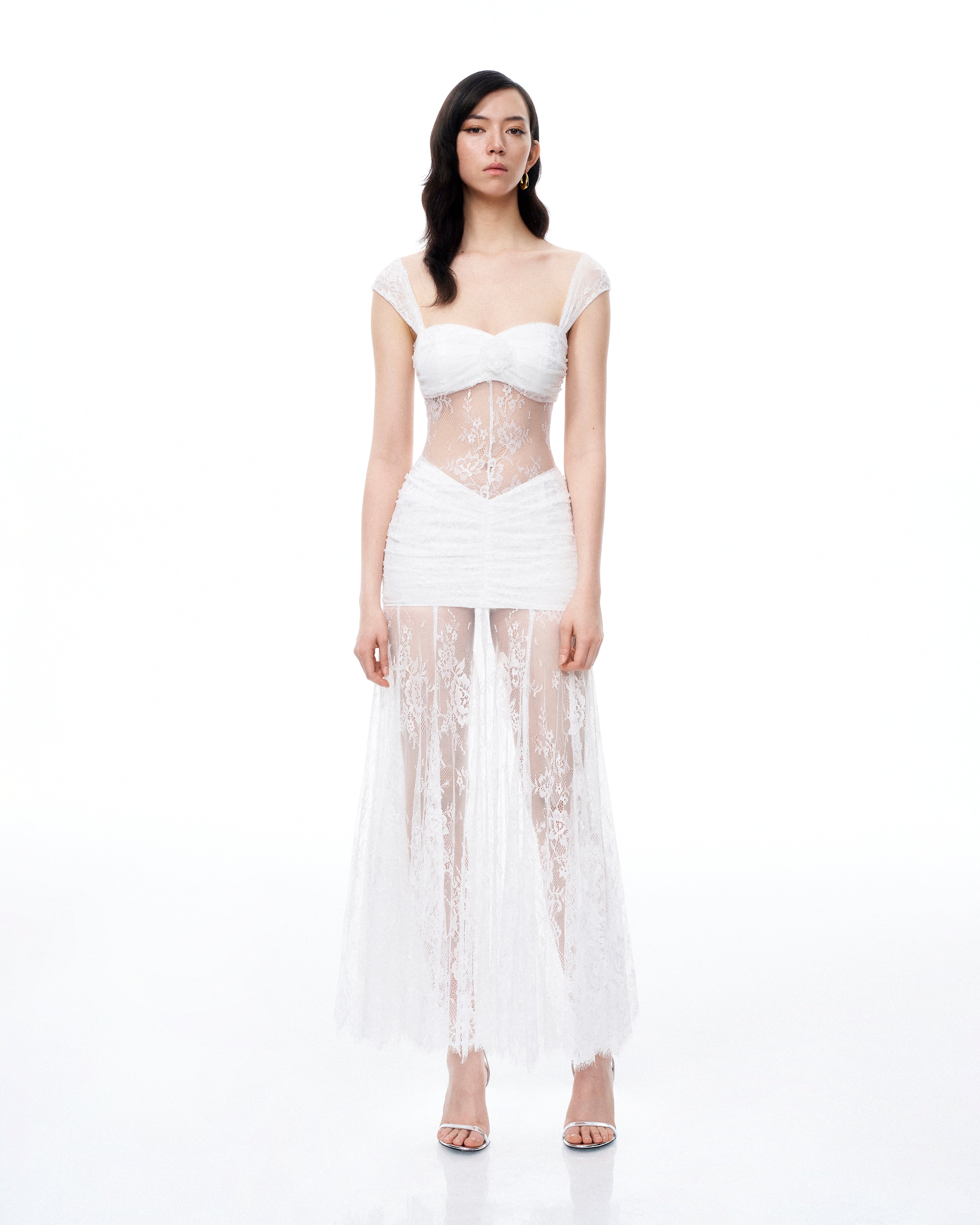 Fiorentina 3D Floral Lace Dress - White | JW PEI