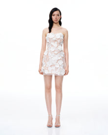 Serafina Floral Embroidered Mini Dress - White