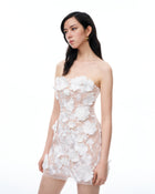 Serafina Floral Embroidered Mini Dress - White
