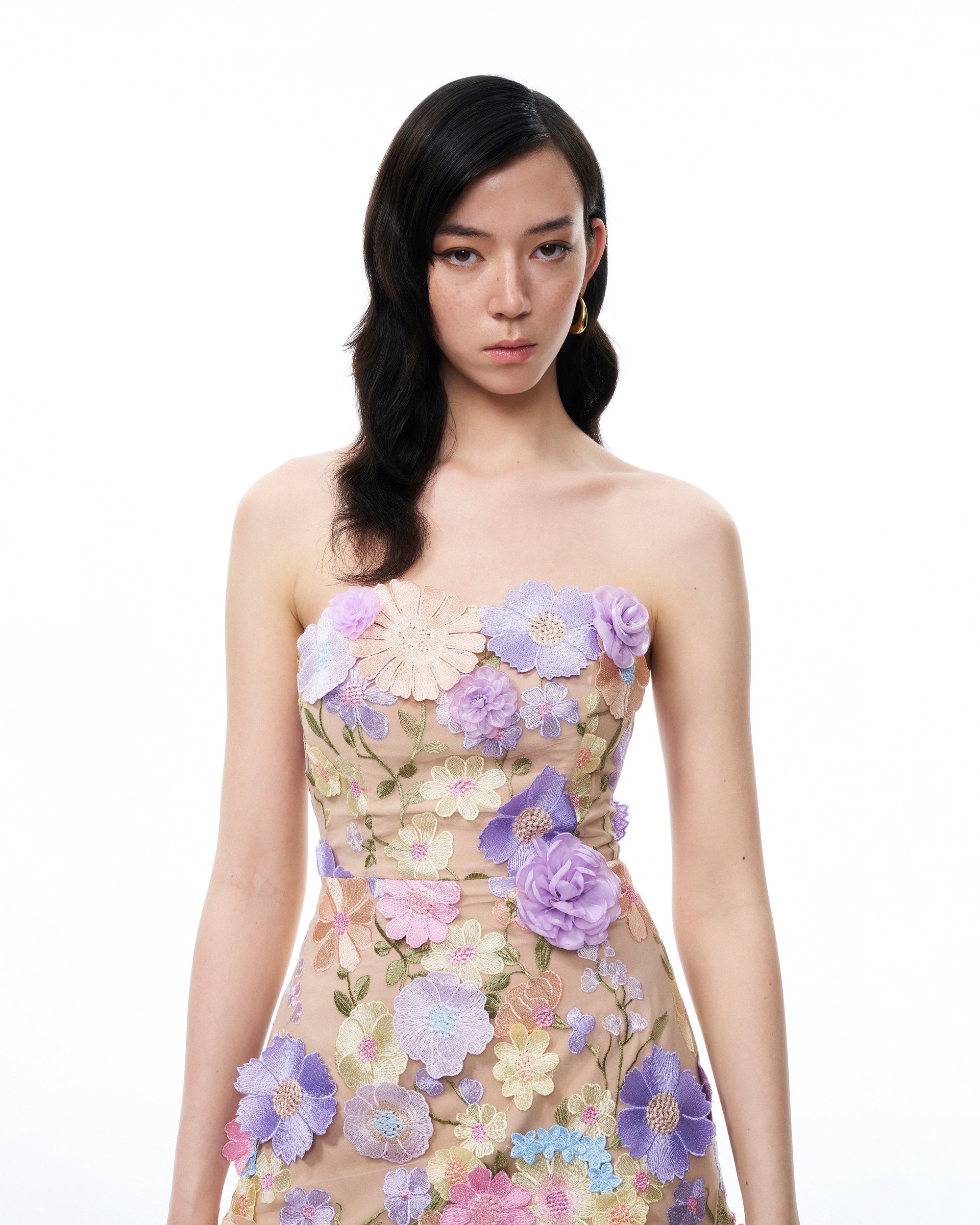floral pastel dress Amelie Floral Embroidered Mini Dress - Pastel Multi