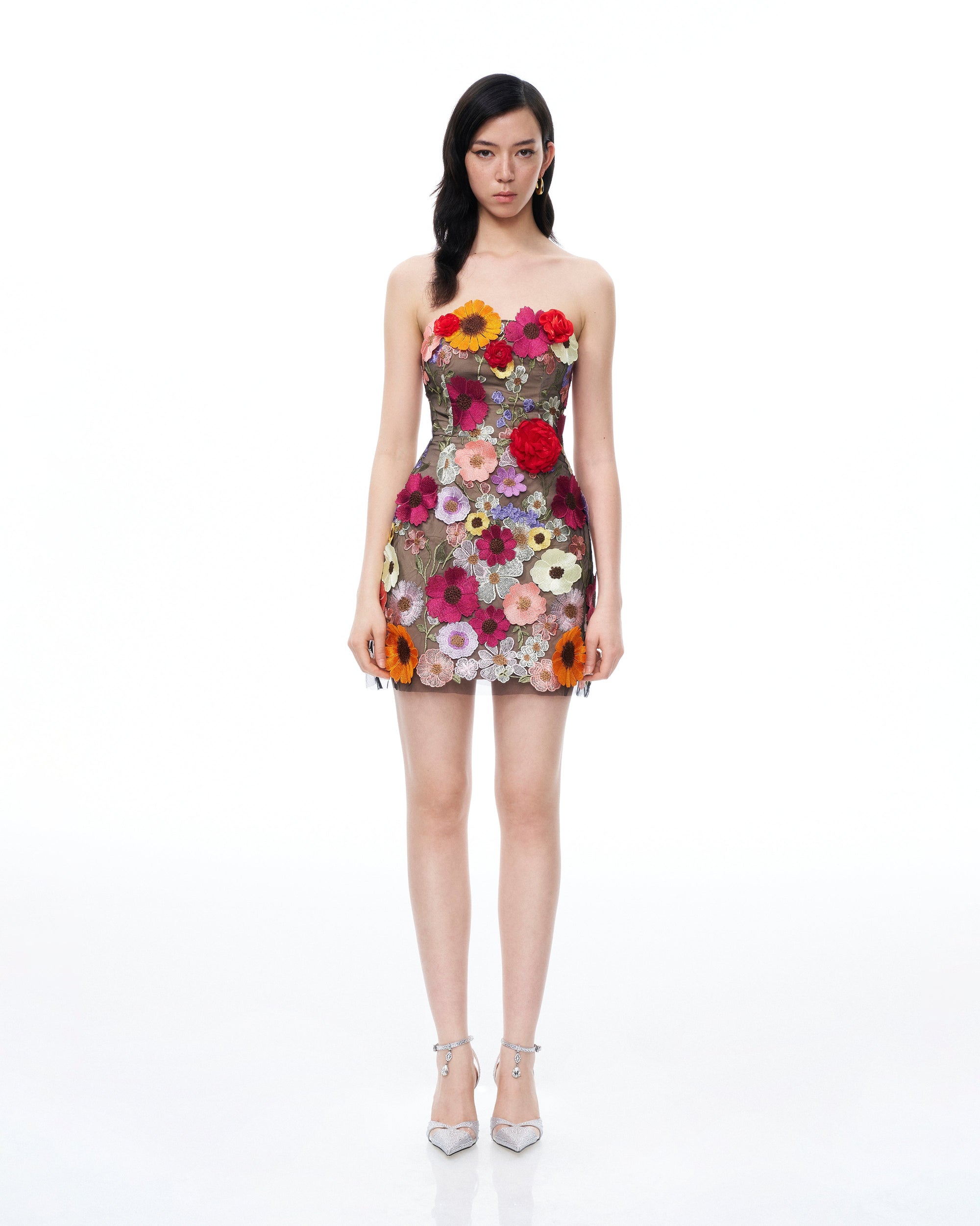Cassian Floral Embroidered Mini Dress - Black Multi 8 | US Cassian Floral Embroidered Mini Dress - Black Multi 8 | US