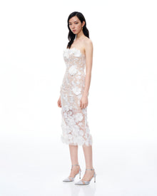 Lysandra 3D Floral Embroidered Maxi Dress - White