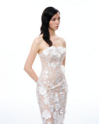 Lysandra 3D Floral Embroidered Maxi Dress - White