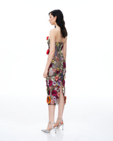 Isolde 3D Floral Embroidered Maxi Dress - Black Multi