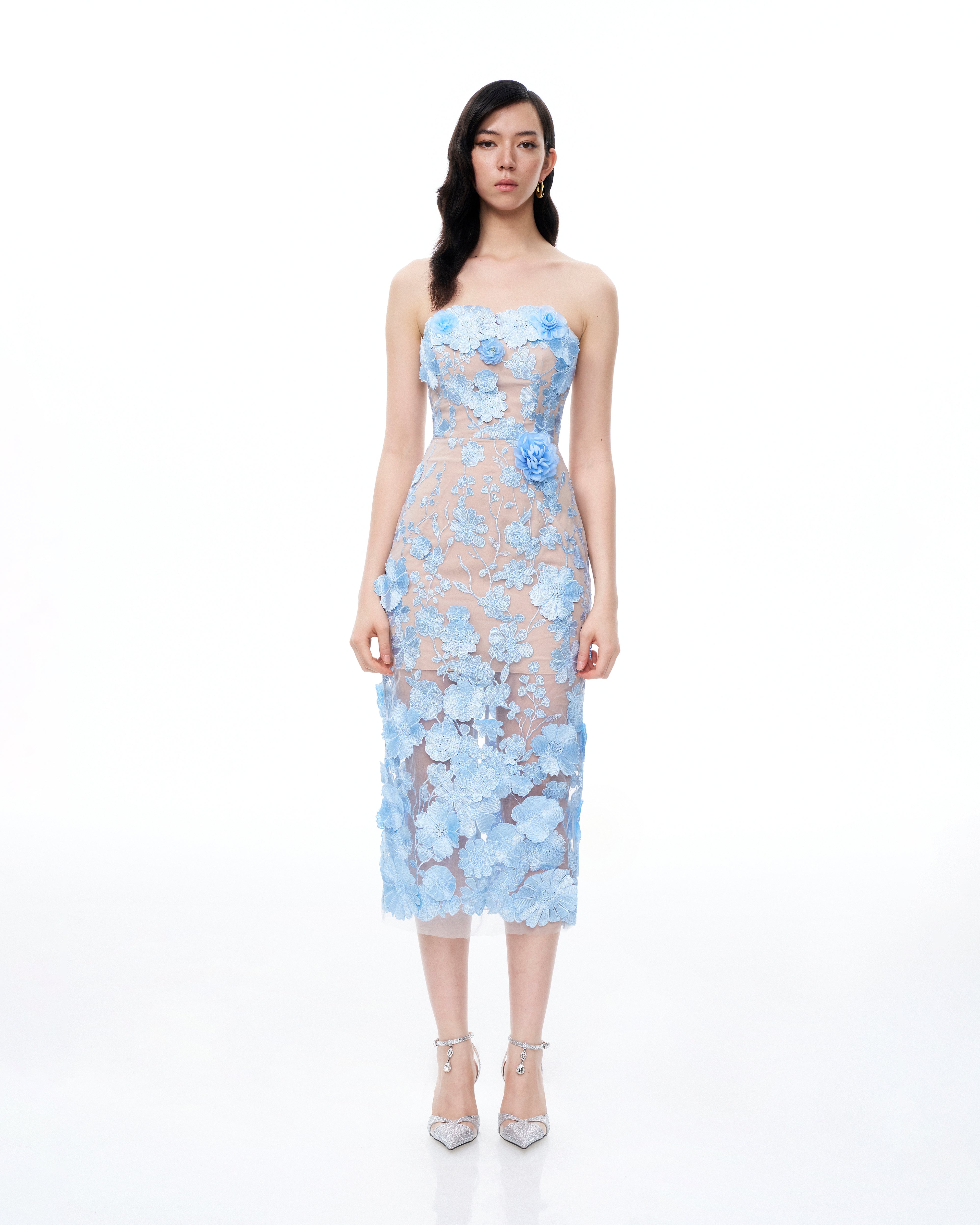 Evander 3D Floral Embroidered Maxi Dress - Blue | JW PEI
