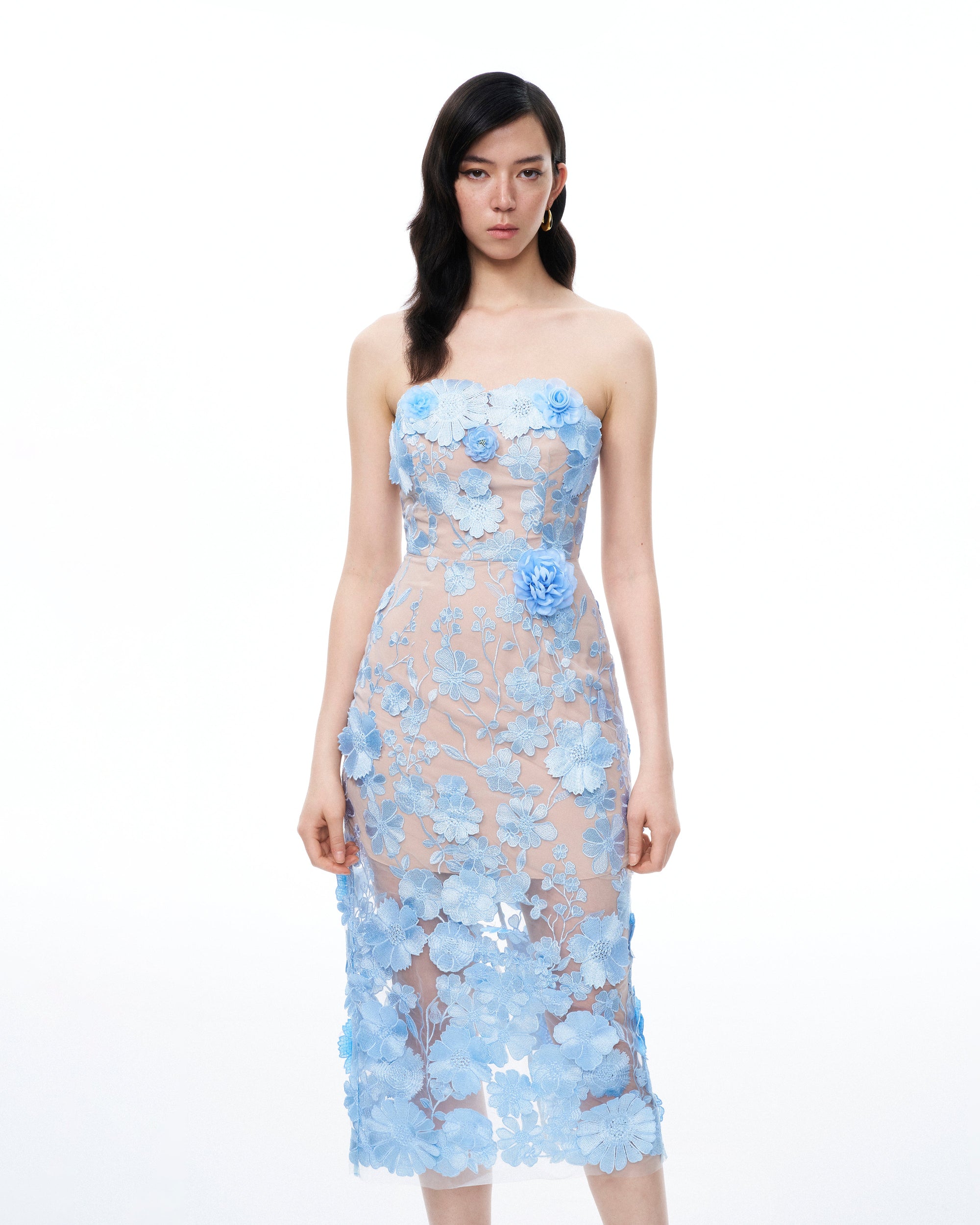 Evander 3D Floral Embroidered Maxi Dress - Blue 2 | US Evander 3D Floral Embroidered Maxi Dress - Blue 2 | US