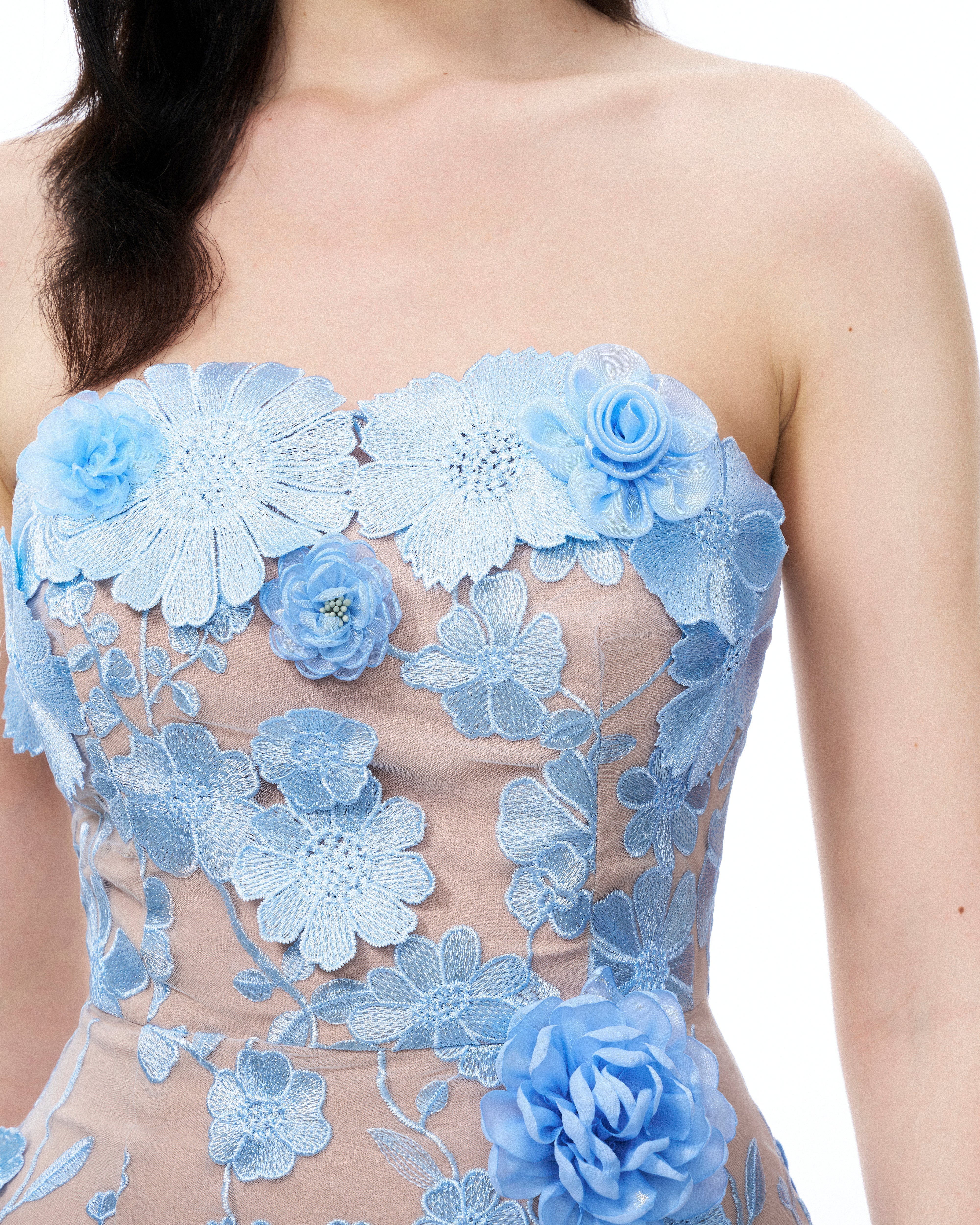 Evander 3D Floral Embroidered Maxi Dress - Blue | JW PEI