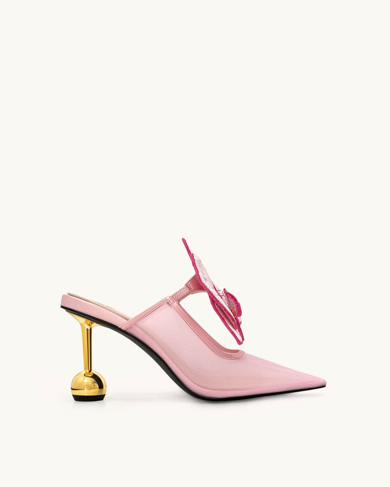 Sofia Orchid Sphere Heel Mules - Pink