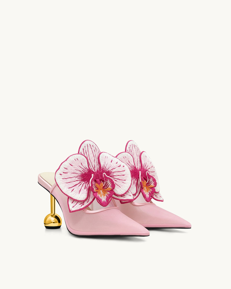 Sofia Orchid Sphere Heel Mules - Pink