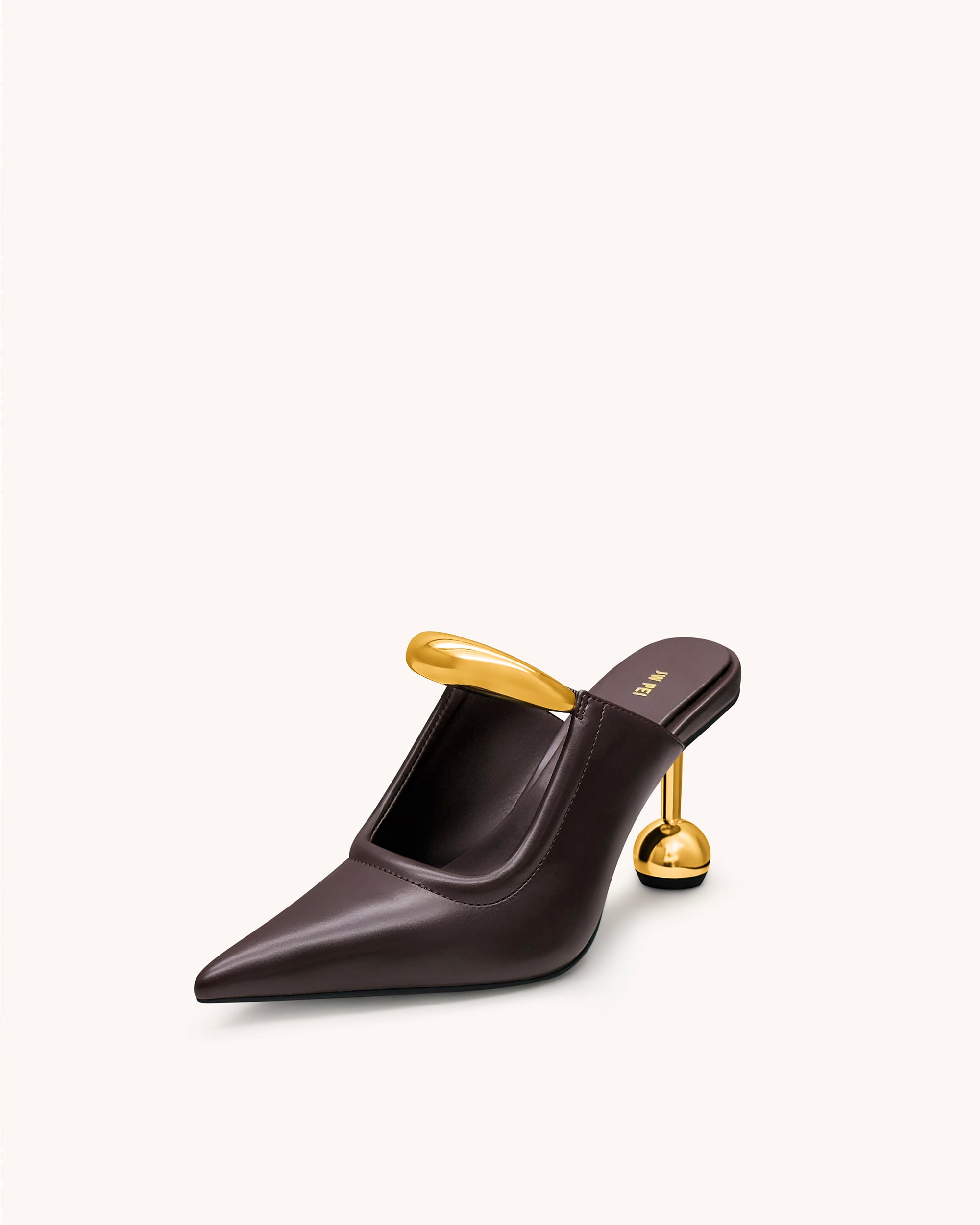 Sofia Metal Accent Sphere Heel Mules - Deep Burgundy