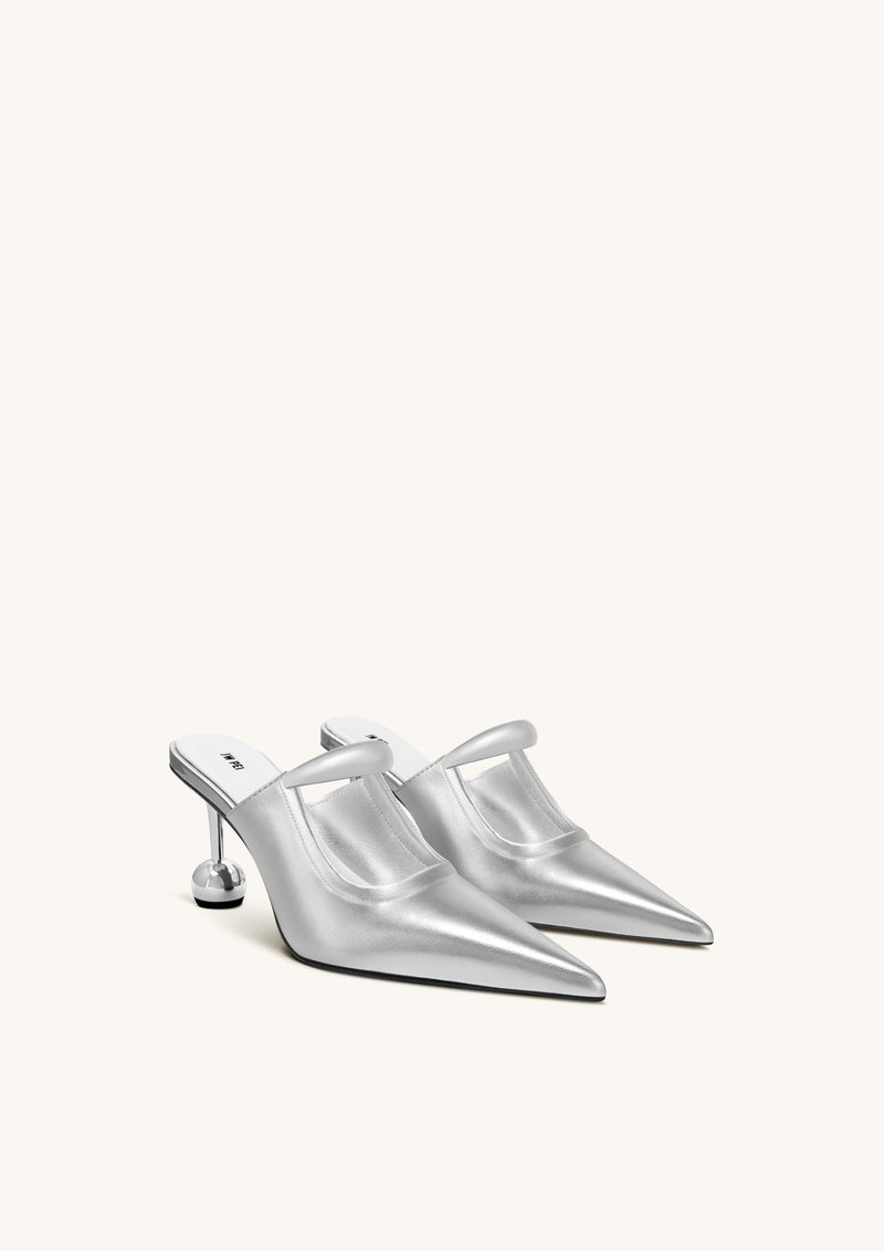 Sofia Metal Accent Sphere Heel Mules - Silver