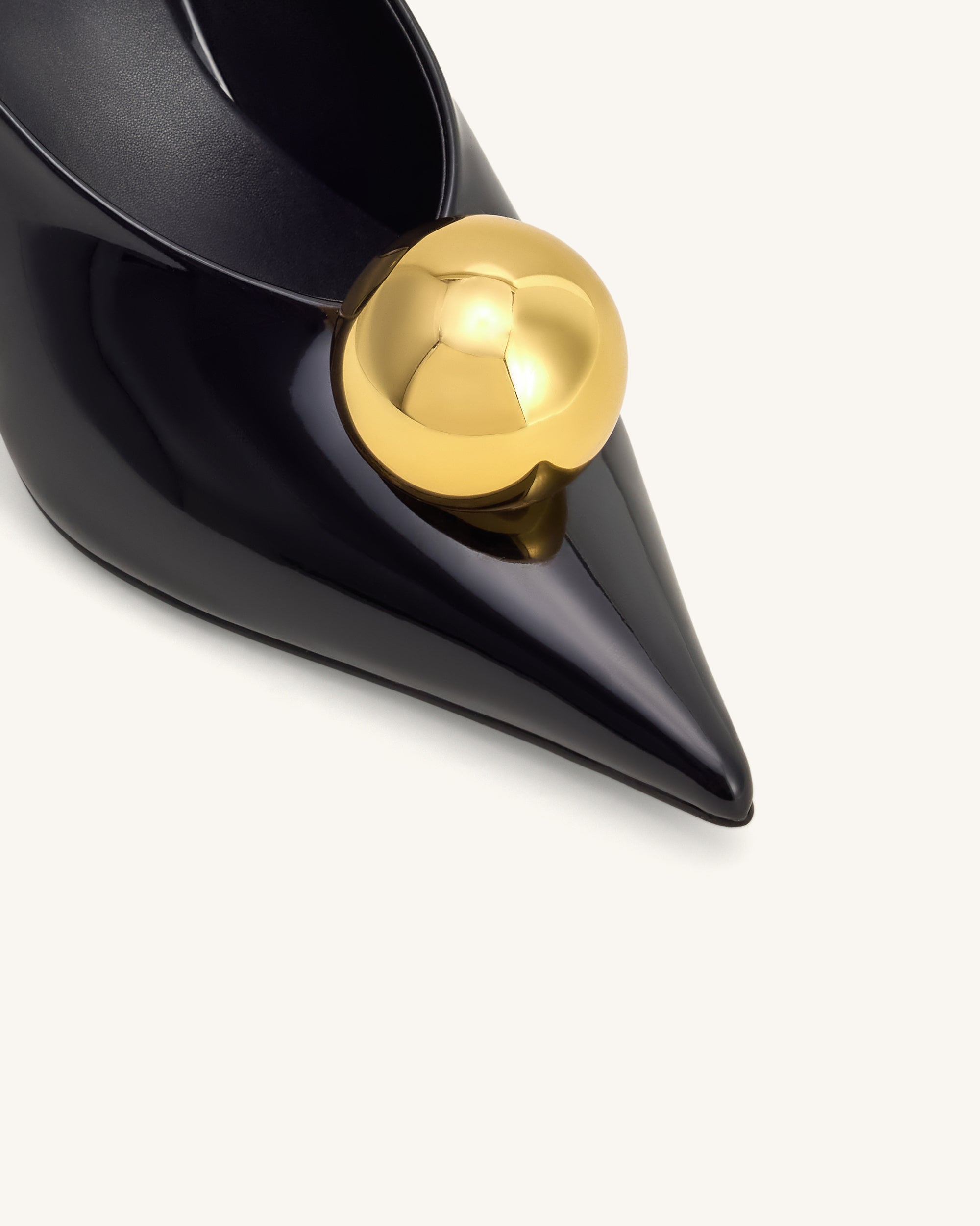 Sofia Angled Vamp Heel Mules - Black & Gold