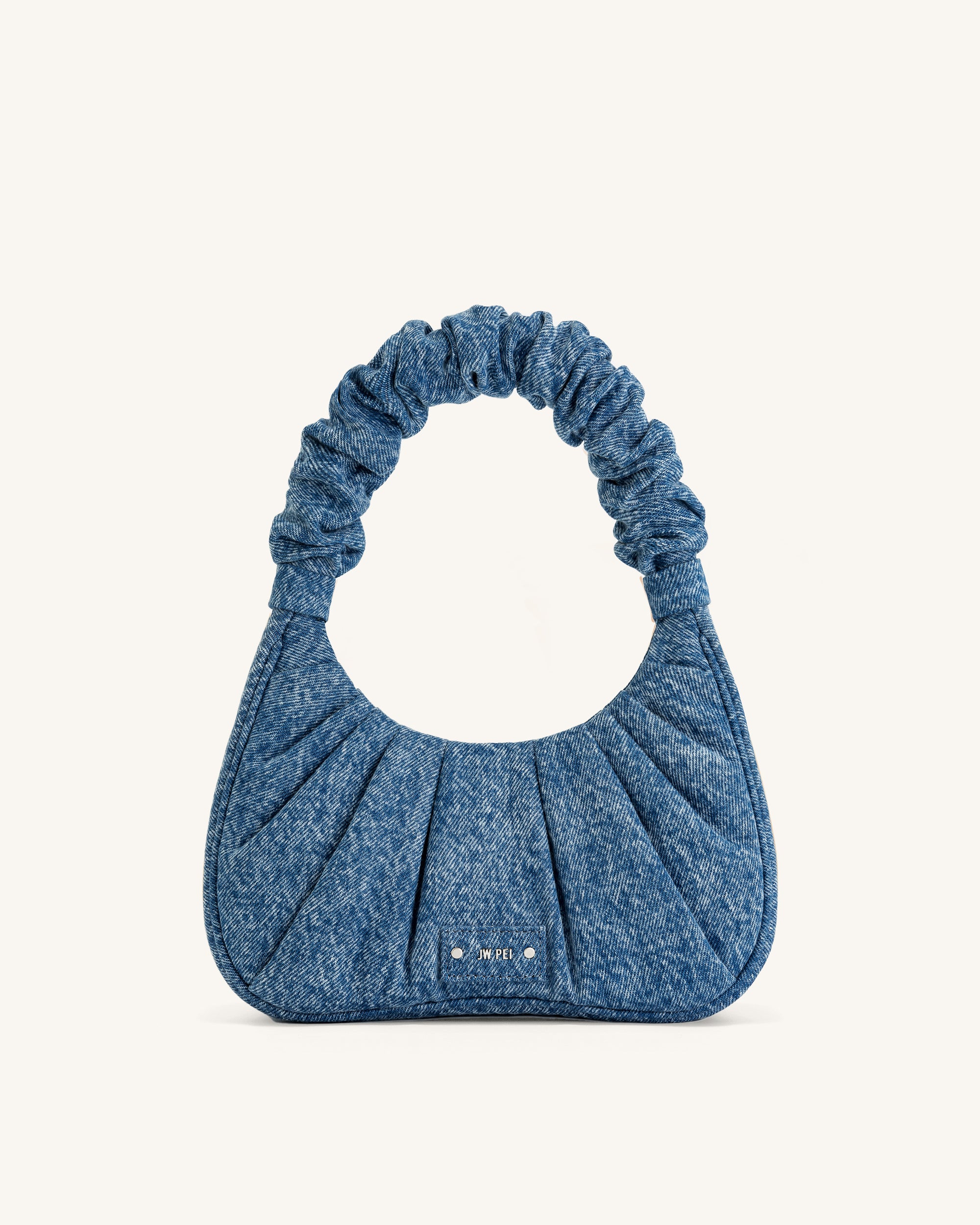 Gabbi Denim Ruched Hobo Handbag - Blue Online Shopping - JW Pei