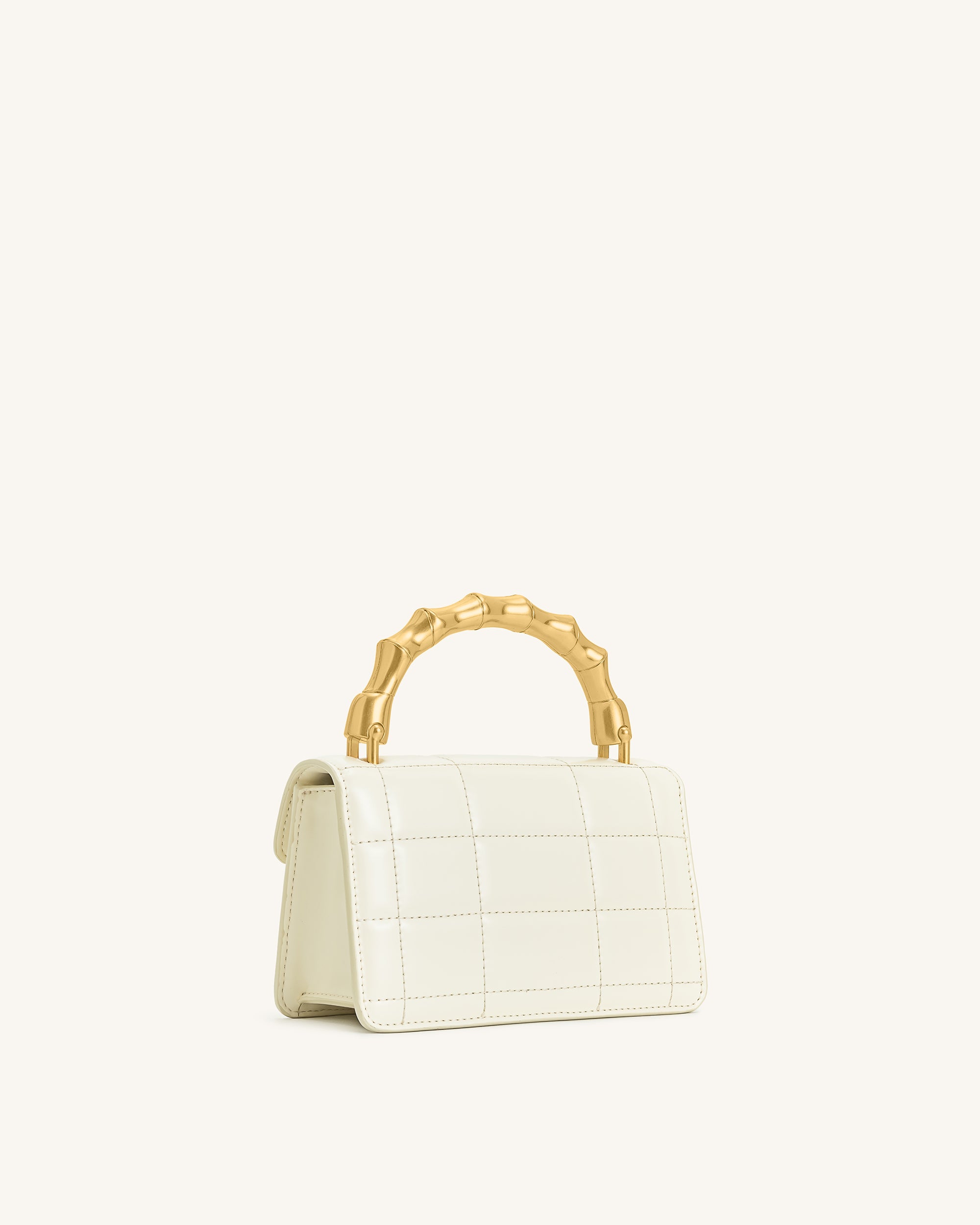 Kaia Bamboo Metal Handle Handbag - White | JW PEI