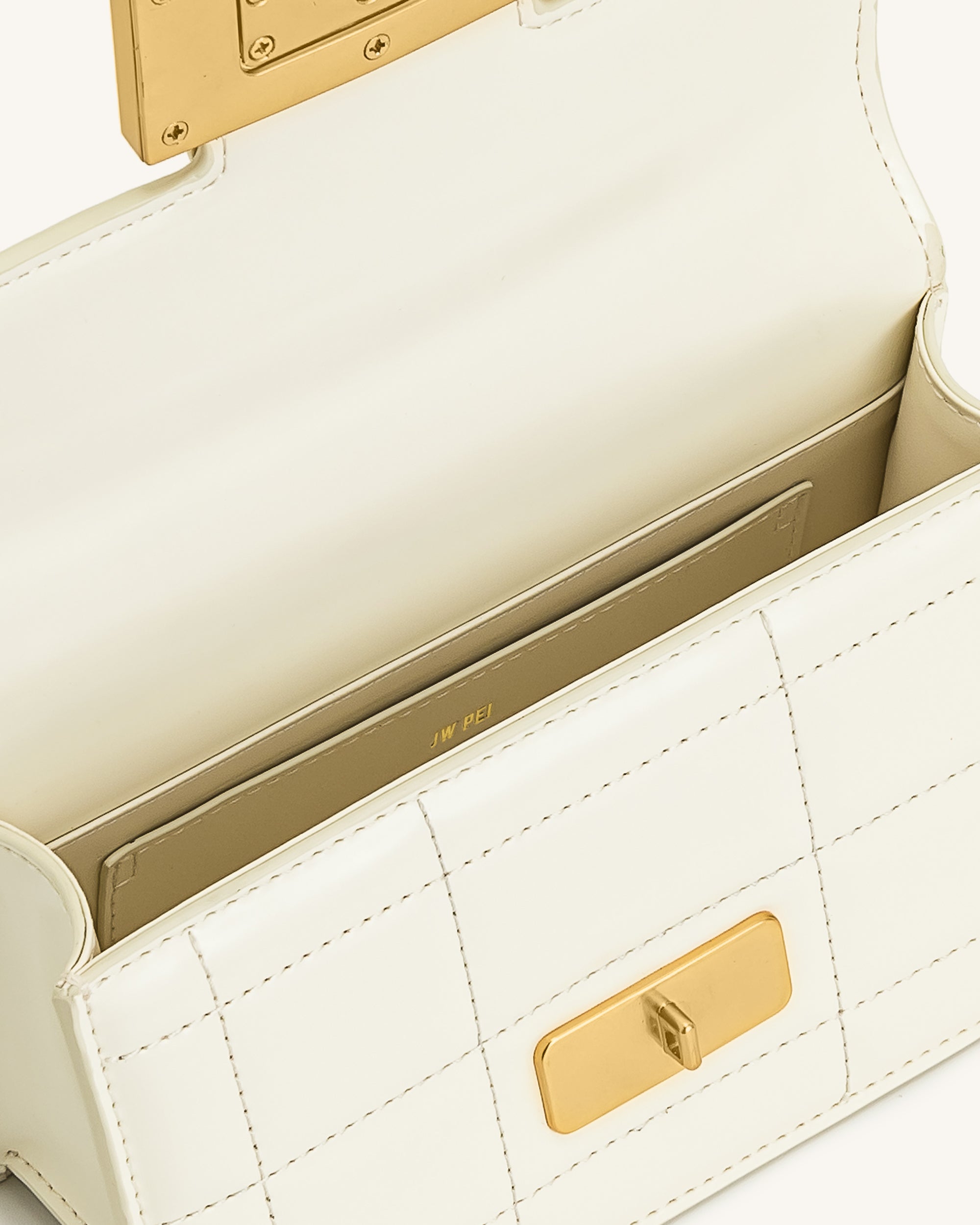 Kaia Bamboo Metal Handle Handbag - White