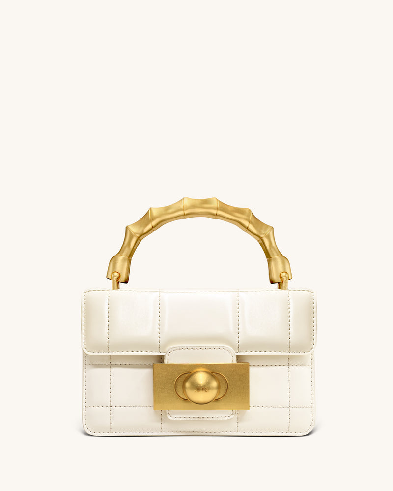 Kaia Bamboo Metal Handle Handbag - White