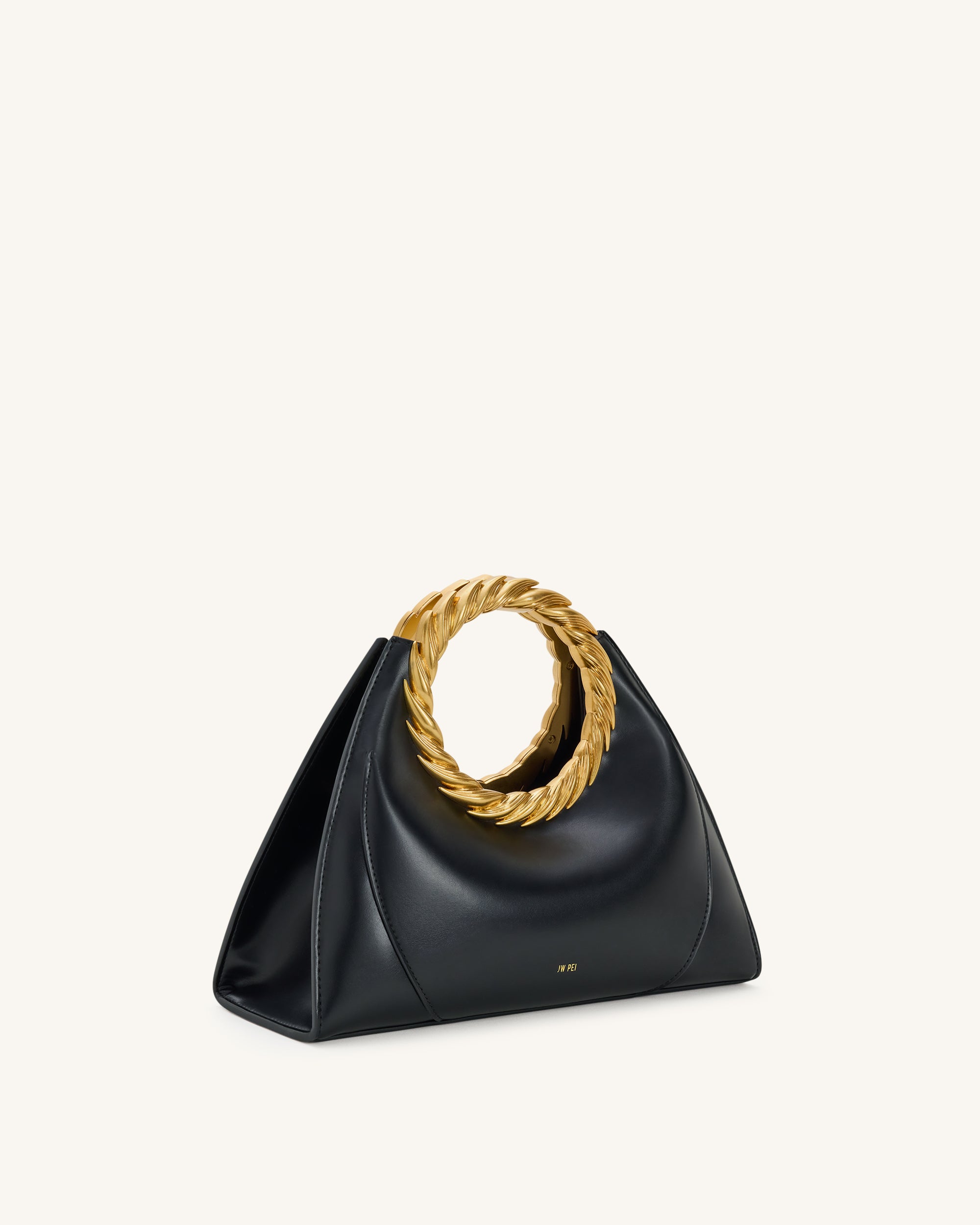 Amiya Leaf Handle Sculpture Bag - Black | JW PEI