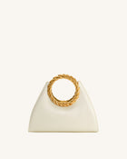 Amiya Leaf Handle Sculpture Bag - White