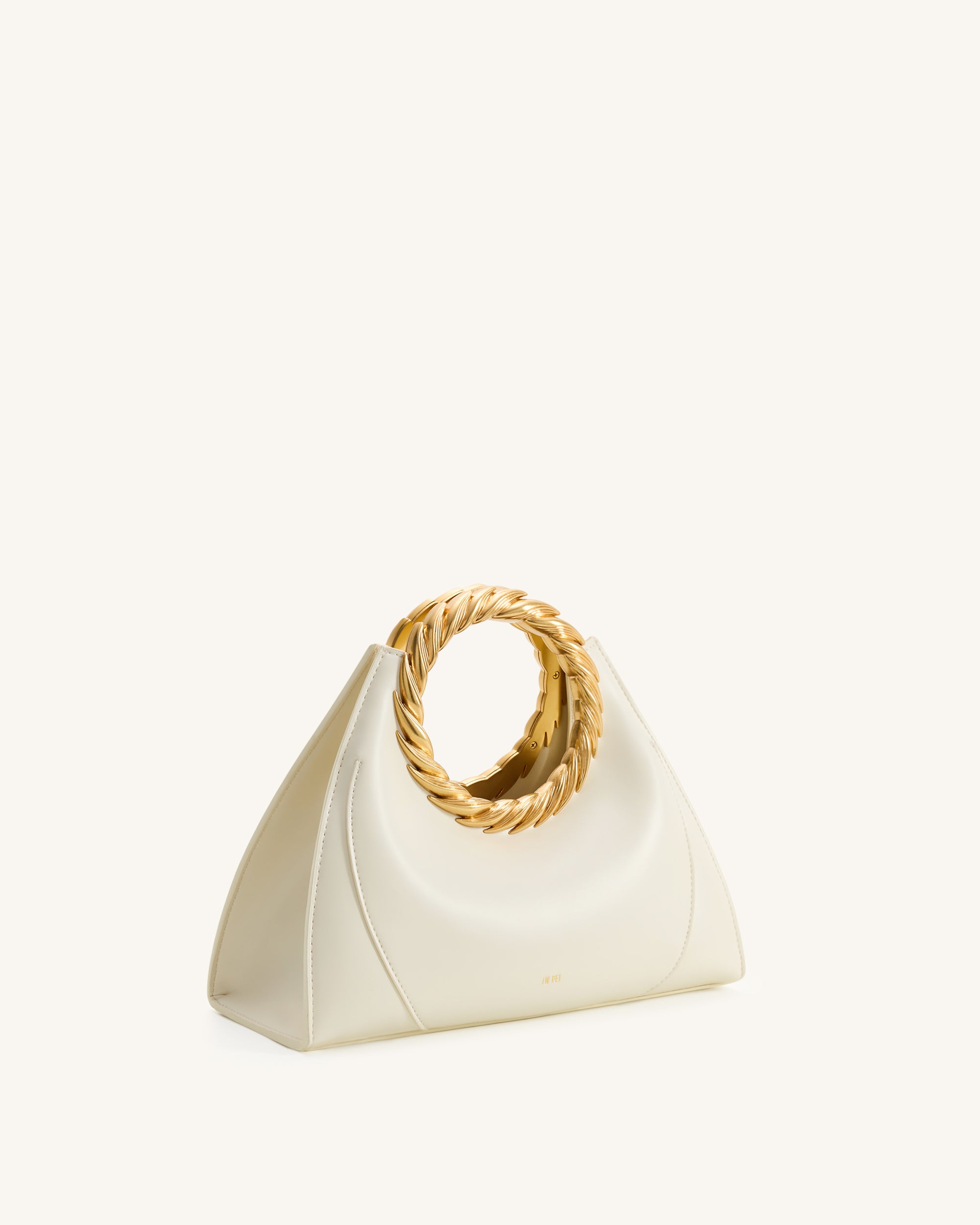 Amiya Leaf Handle Sculpture Bag - White