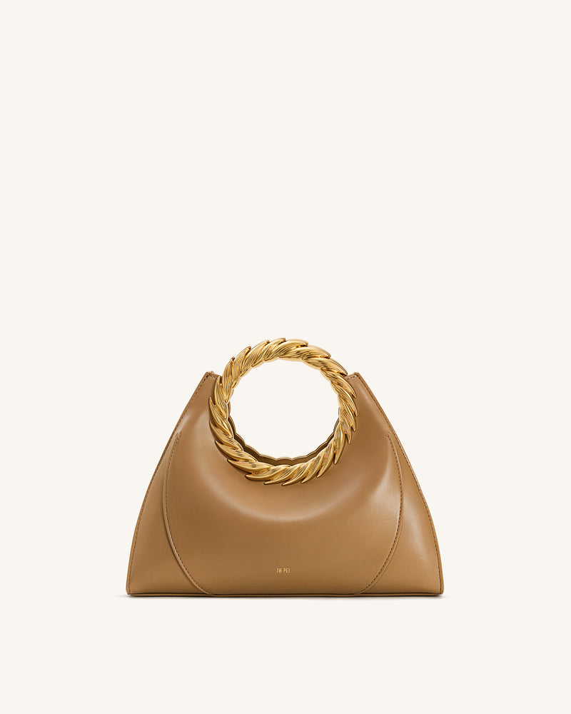 Amiya Leaf Handle Sculpture Bag - Brown