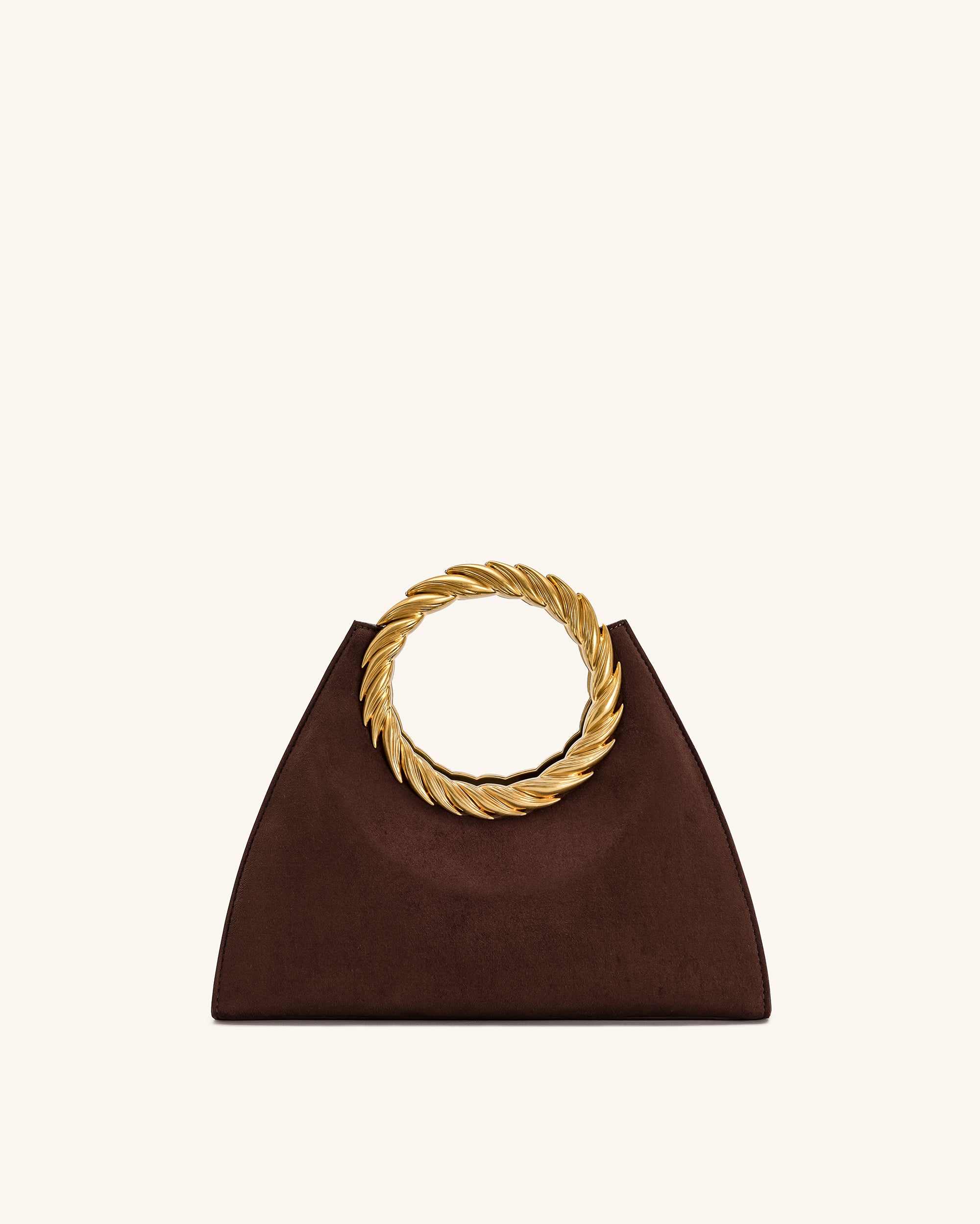 Amiya Leaf Handle Faux Suede Sculpture Bag - Mocha Brown | JW PEI