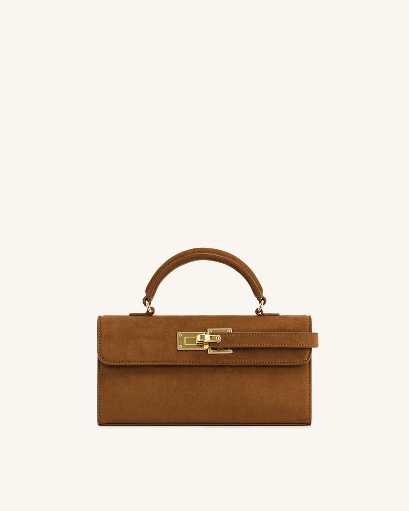 Keyla Faux Suede Top Handle Bag -  Brown