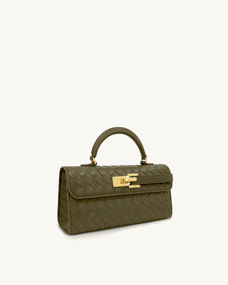 Keyla Weave Texture Top Handle Bag - Olive Green