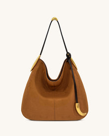 Nina Metal Charm Hobo Bag - Brown