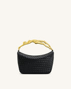 Jenny Woven Human-shaped Handle Handbag - Black