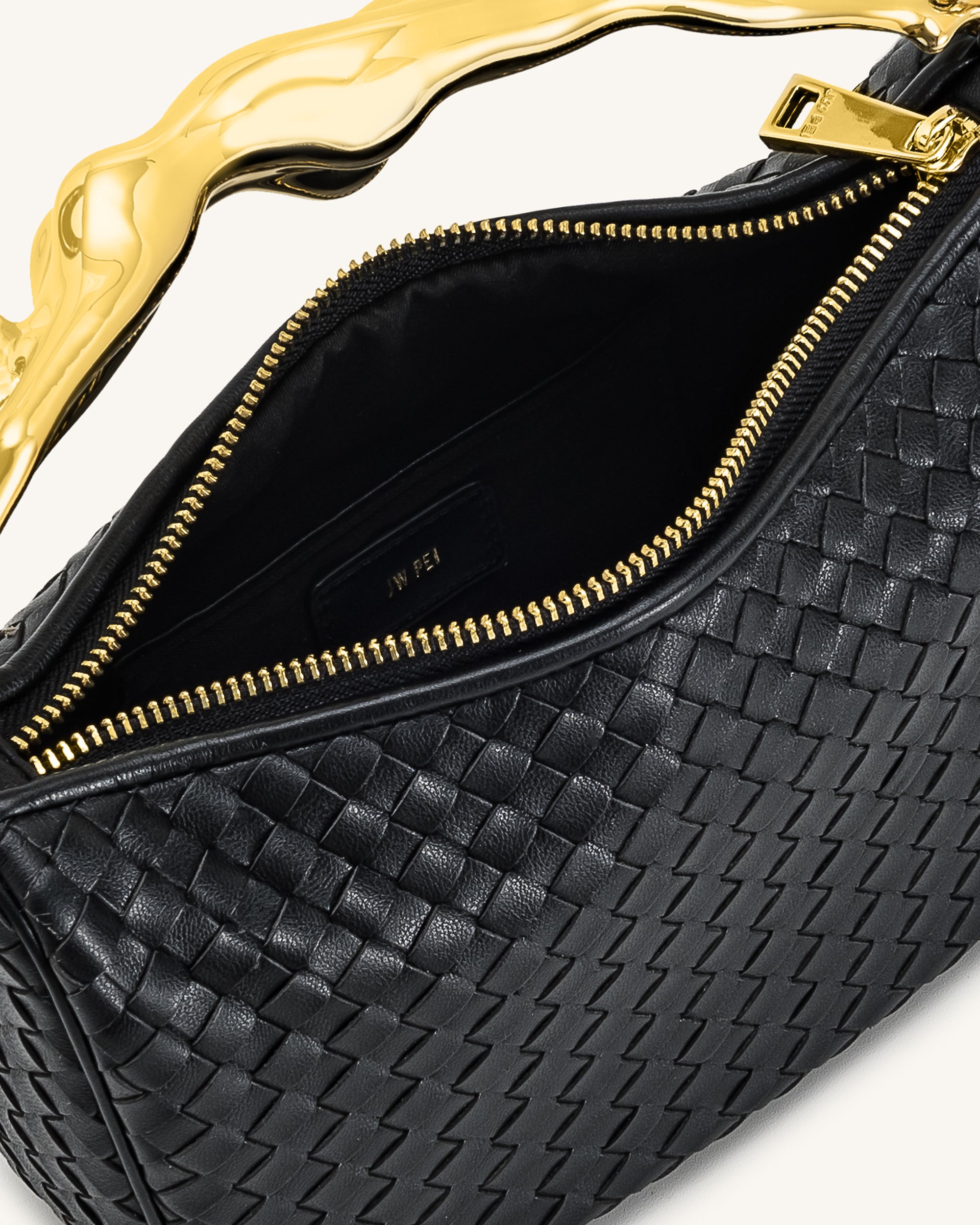 Jenny Woven Human-shaped Handle Handbag - Black | JW PEI