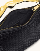 Jenny Woven Human-shaped Handle Handbag - Black