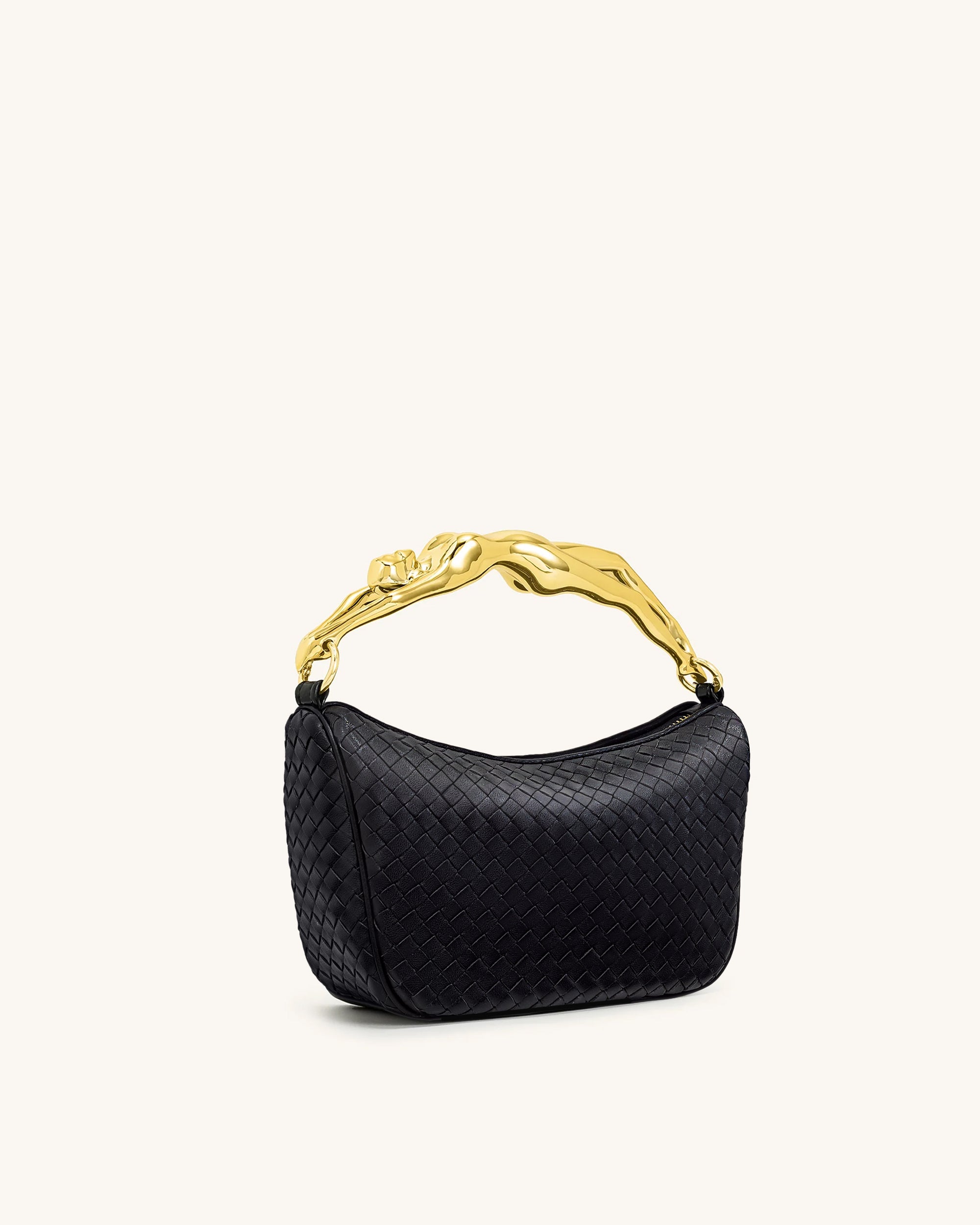 Jenny Woven Human-shaped Handle Handbag - Black | JW PEI