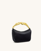 Jenny Woven Human-shaped Handle Handbag - Black