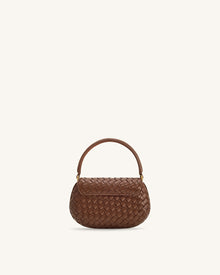 Zuri Hand Woven Round Top Handle Bag - Brown
