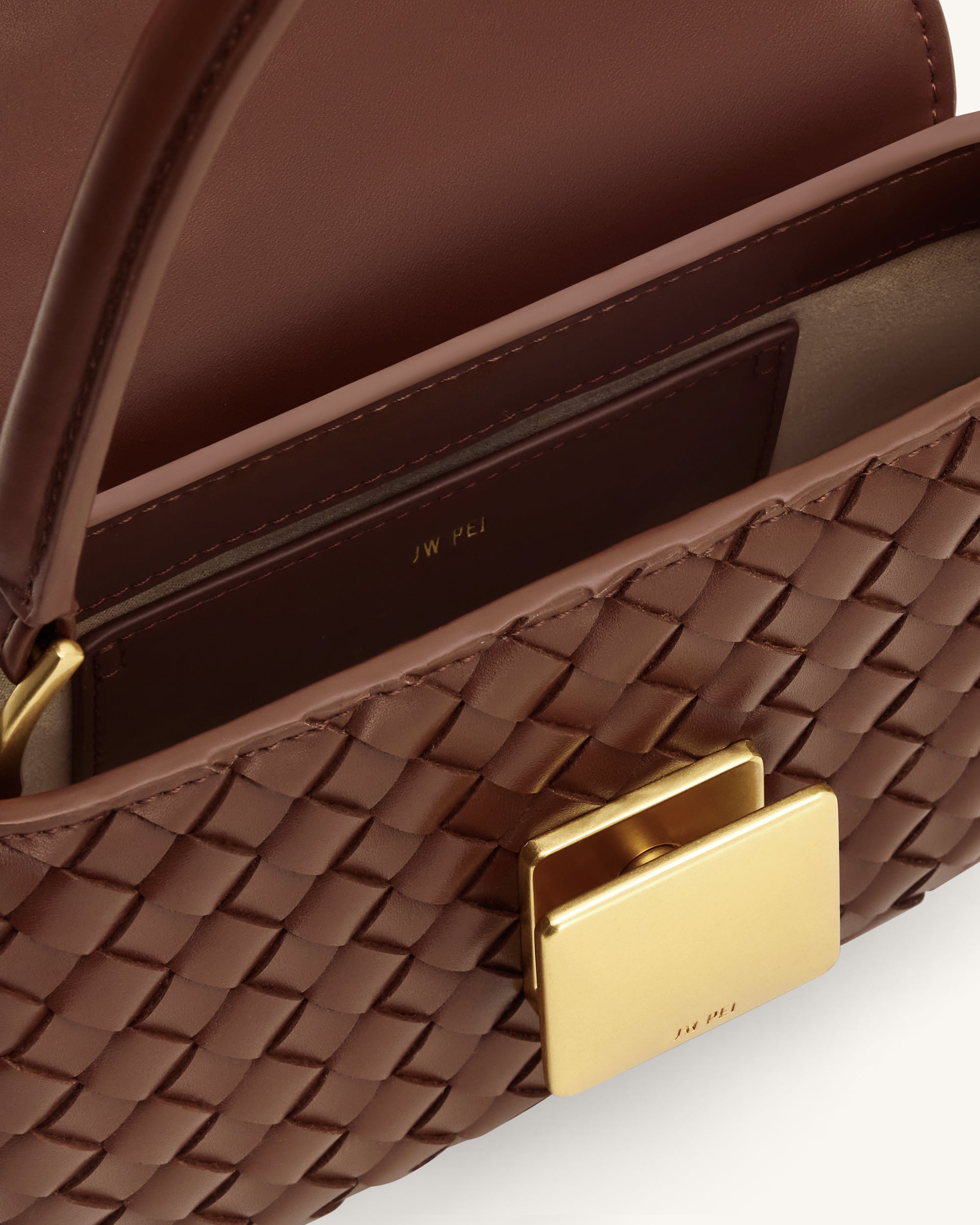 Zuri Hand Woven Round Top Handle Bag - Brown | JW PEI