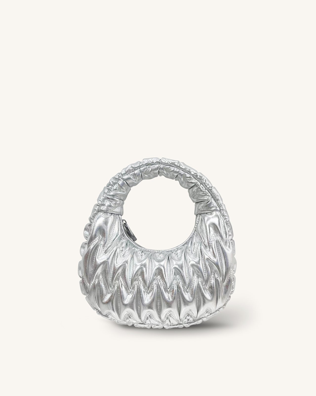 Julia Embroidery Handle Bag - Silver