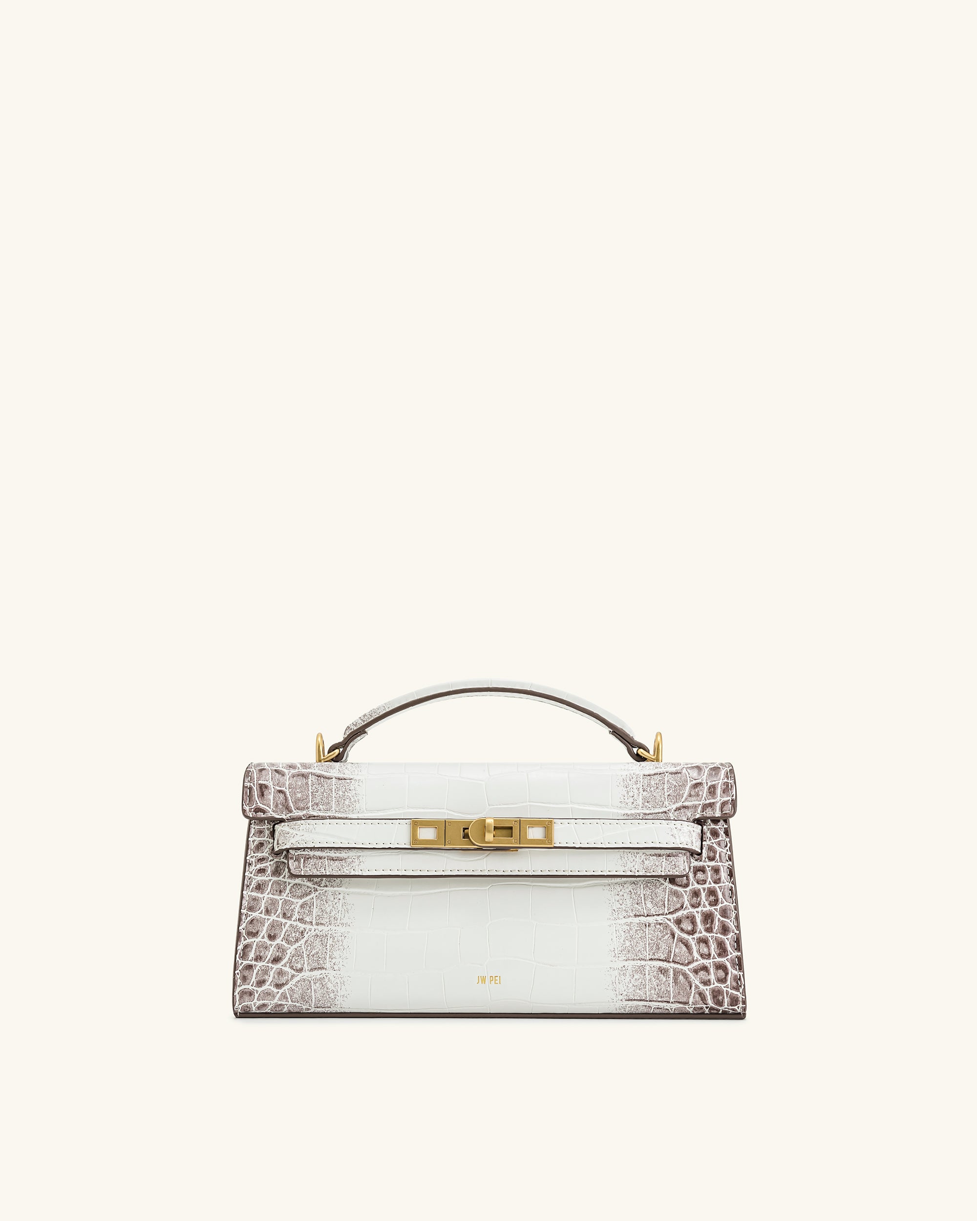 Noor Top Handle Bag - White Croc