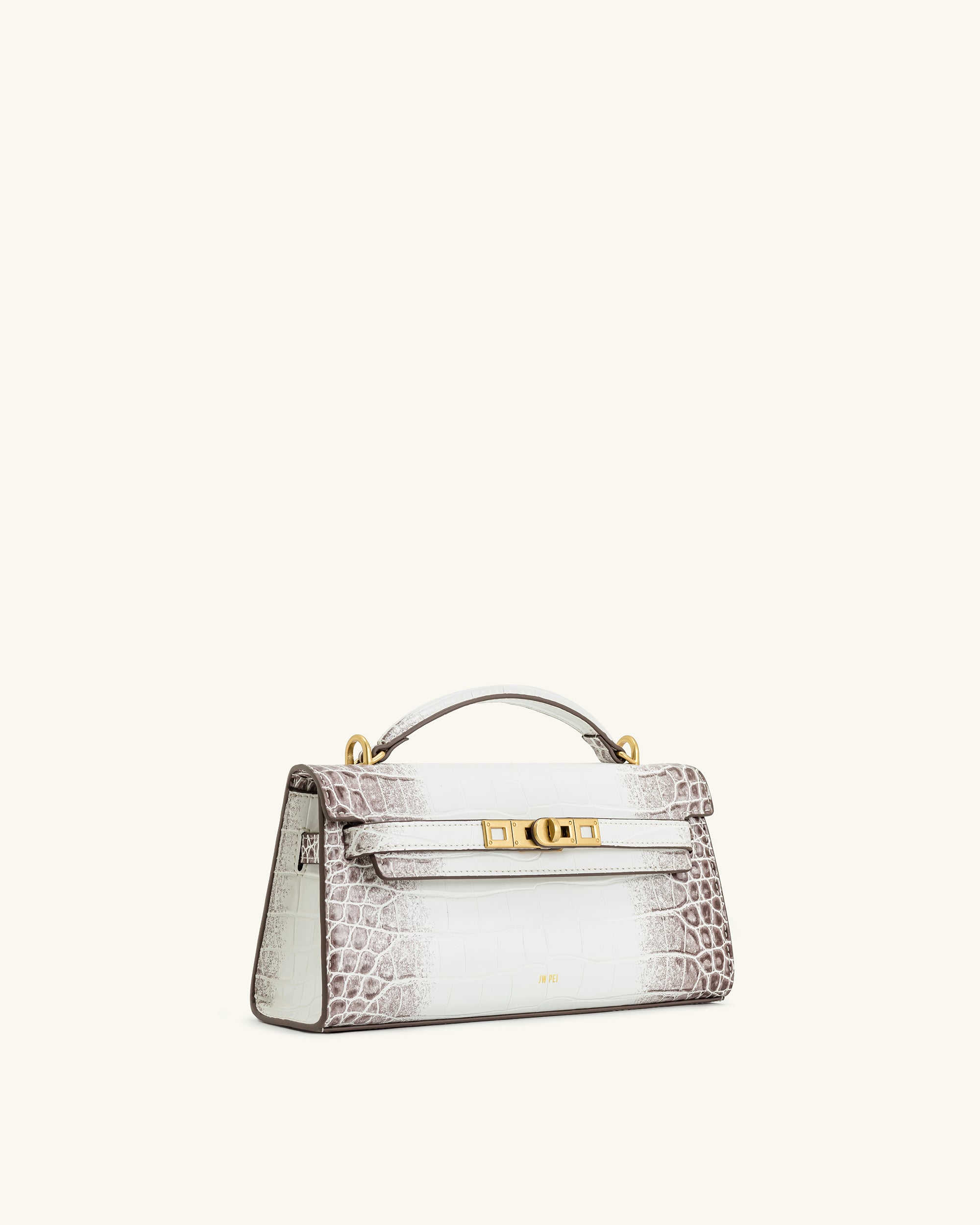 Noor Top Handle Bag - White Croc | JW PEI