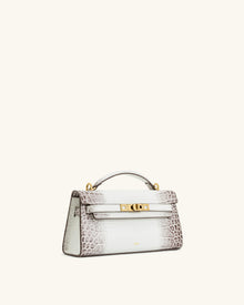 Noor Top Handle Bag - White Croc