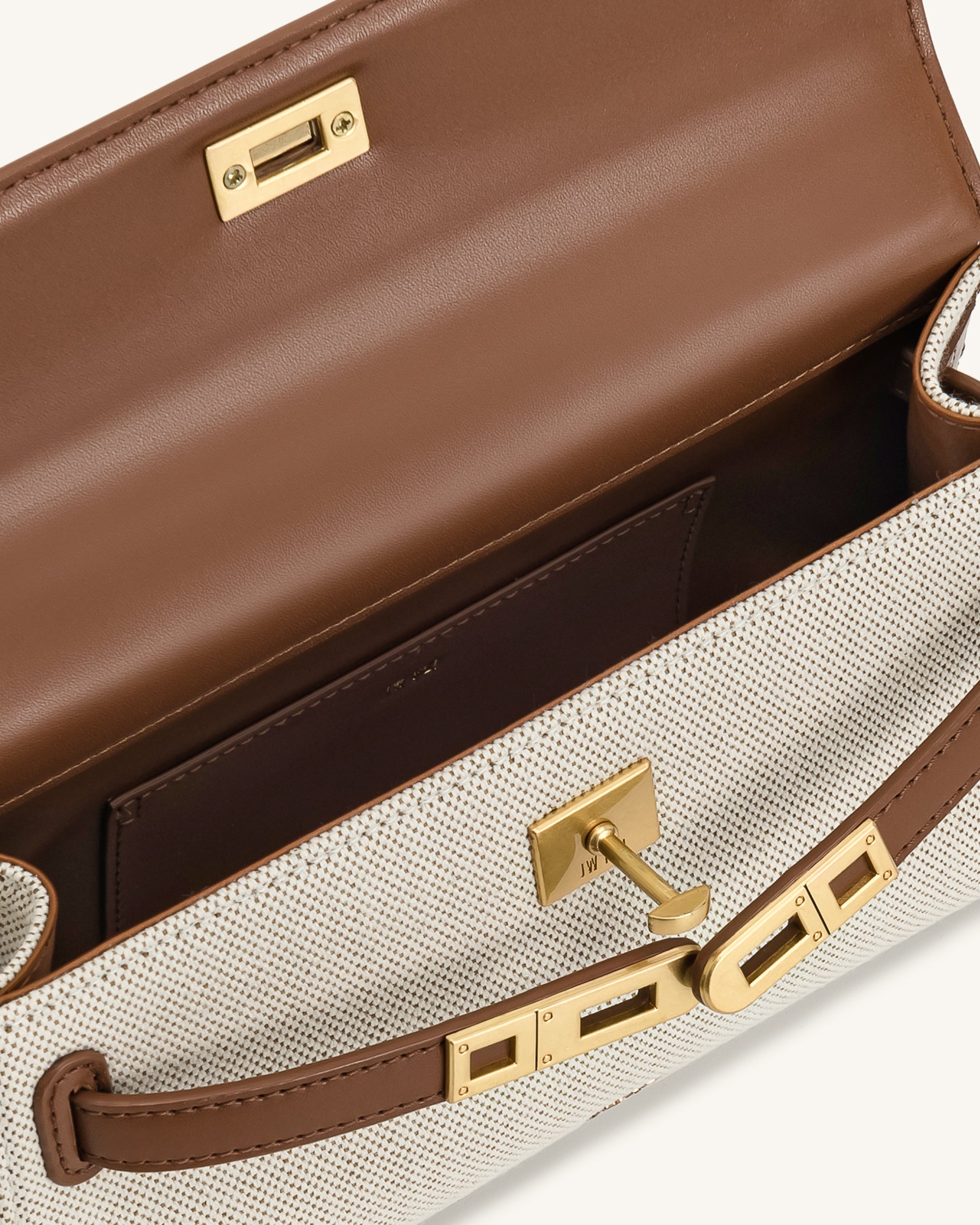 Noor Top Handle Bag - Brown Canvas | JW PEI