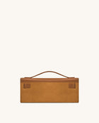 Bria Faux Suede Structured Top Handle Bag - Brown