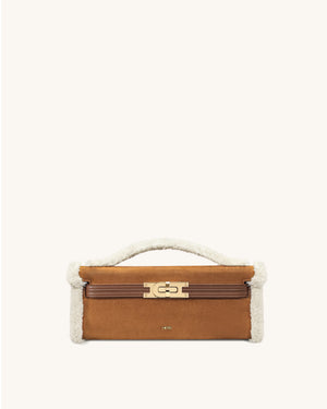 Lucia Classic Faux Suede Top Handle Bag - Matcha Green