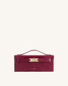 Bria Structured Top Handle Bag - Burgundy Croc