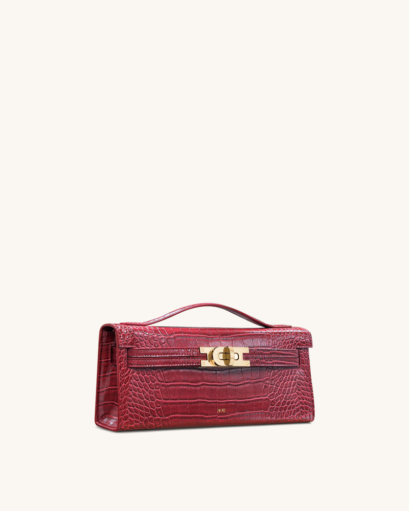 Bria Structured Top Handle Bag - Burgundy Croc
